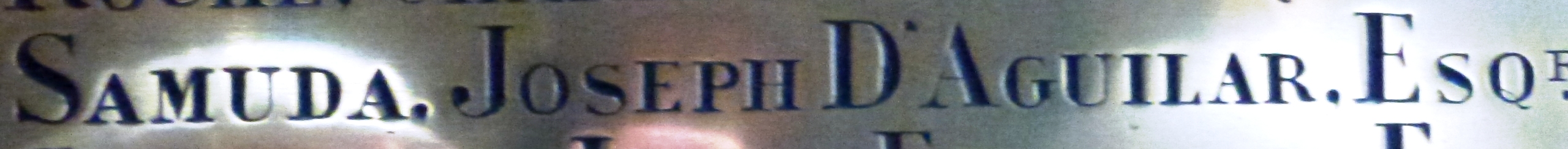 Joseph D'Aguilar Samuda's name on the 1865 commemorative opening plaque of Crossness Pumping Station