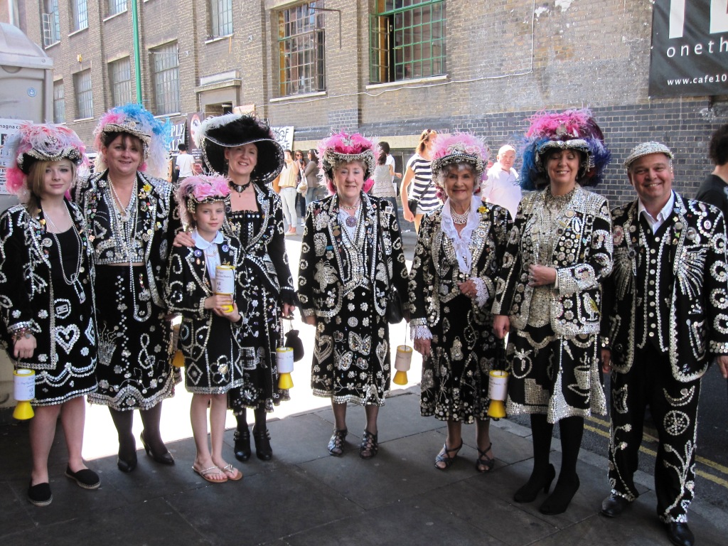 Pearly Kings and Queens outside the Eagle Brewery, Brck Lane, 26 May 2012